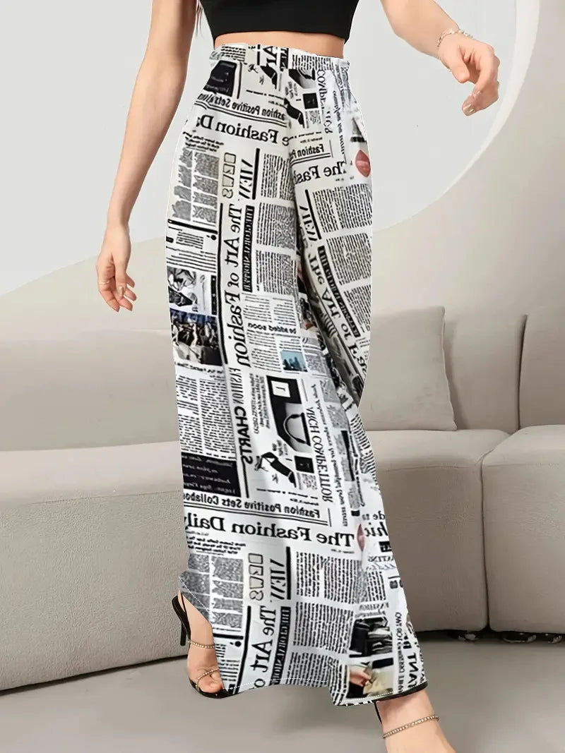 Pantalon Large Femme Imprimé 3D Street Noir | MDN Store