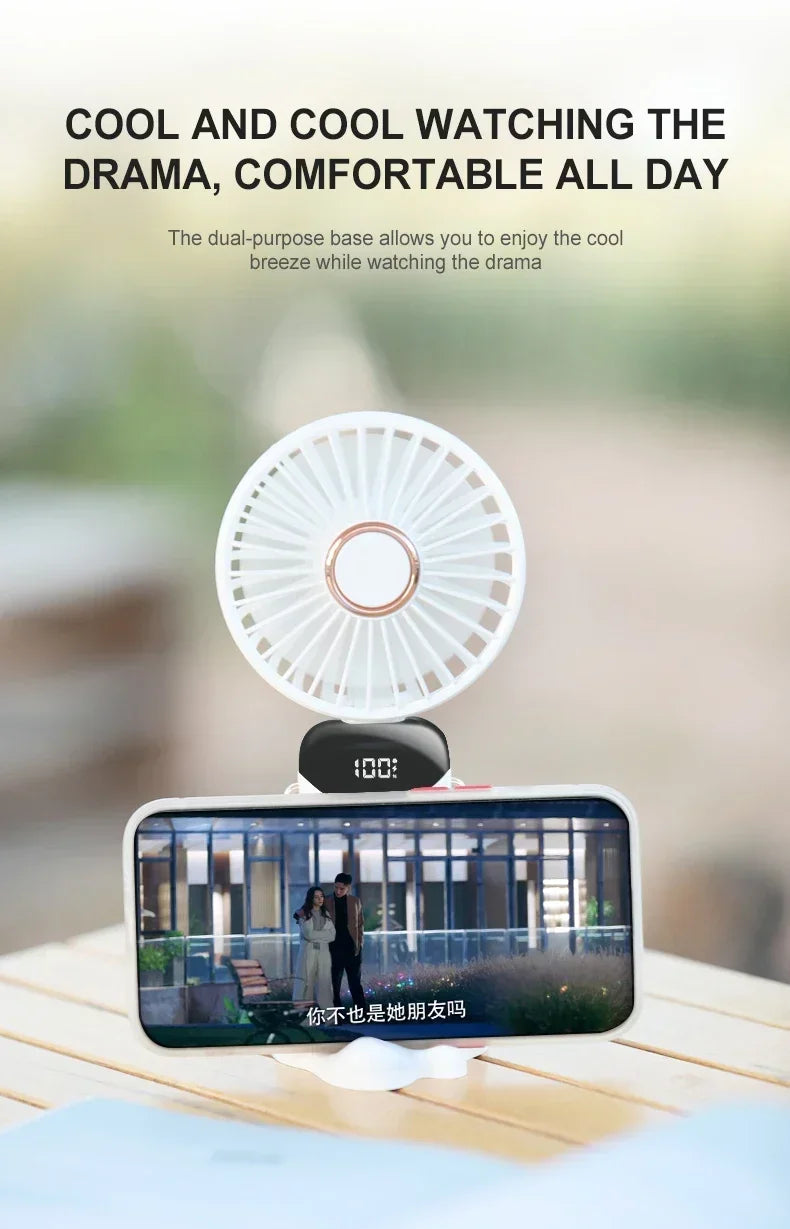 Mini Ventilateur de Cou Portable USB 5 Vitesses 1800mAh Ecran LED | MDN Store 25