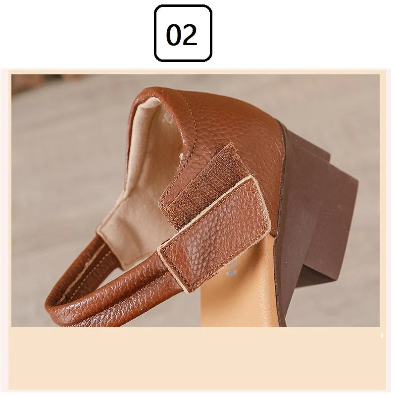 Sandales Talons Carrés Cuir Brodées Lorilury | MDN Store