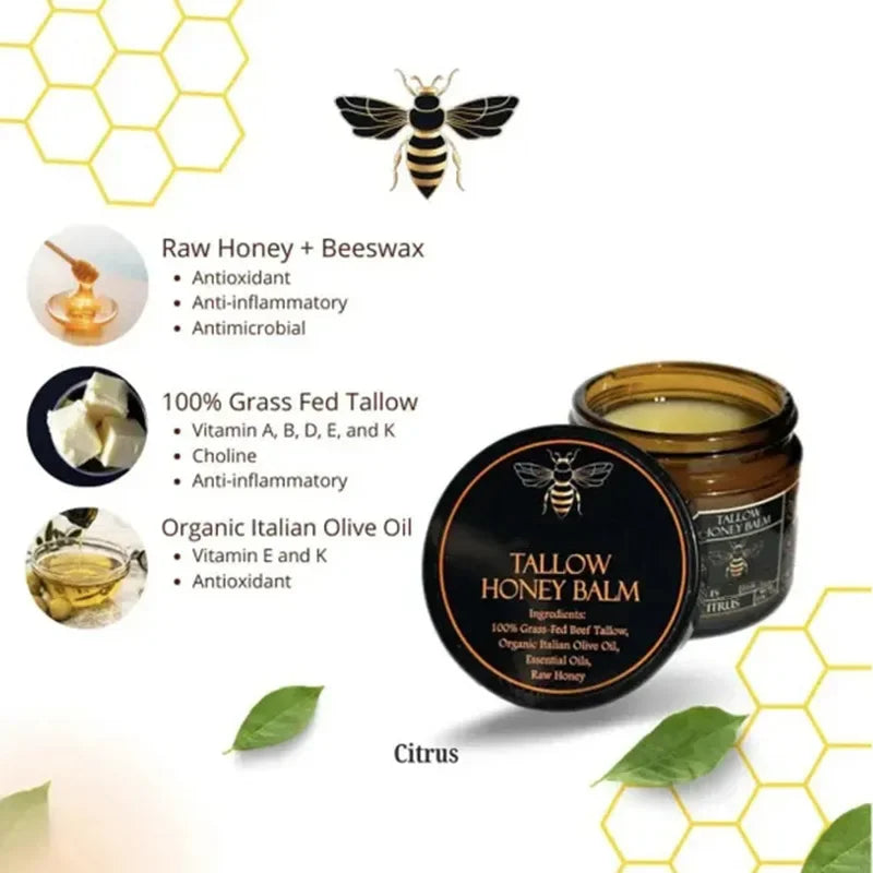 Baume Suif de Bœuf Bio Miel Brut Hydratant Artisanal Naturel | MDN Store