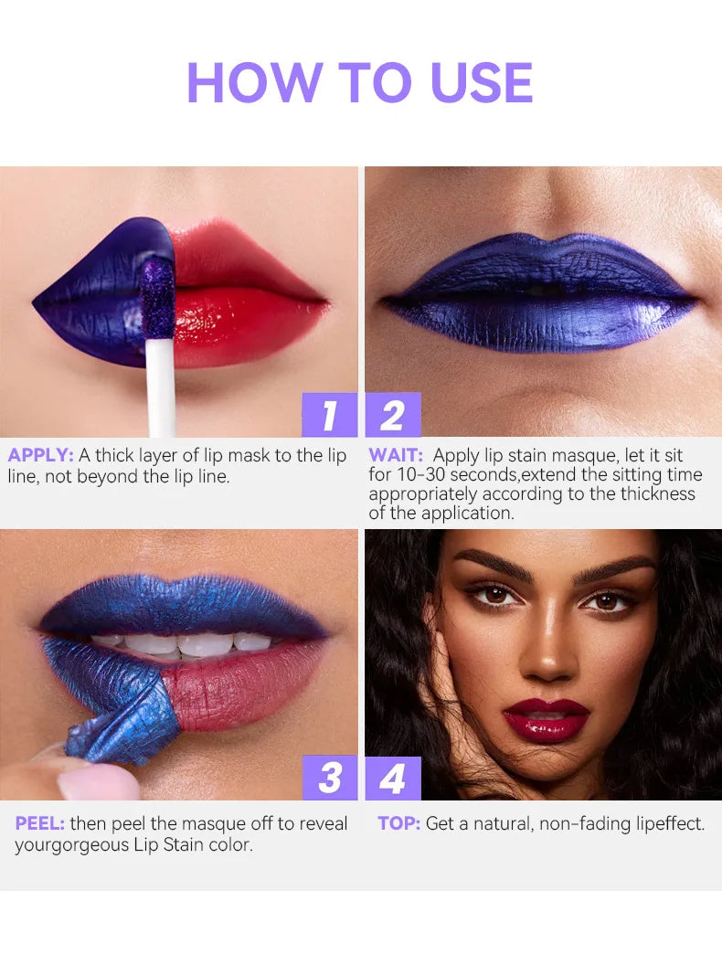 Teinture Lèvres Peel Off Tattoo Coréen Waterproof Longue Tenue Rose Rouge | MDN