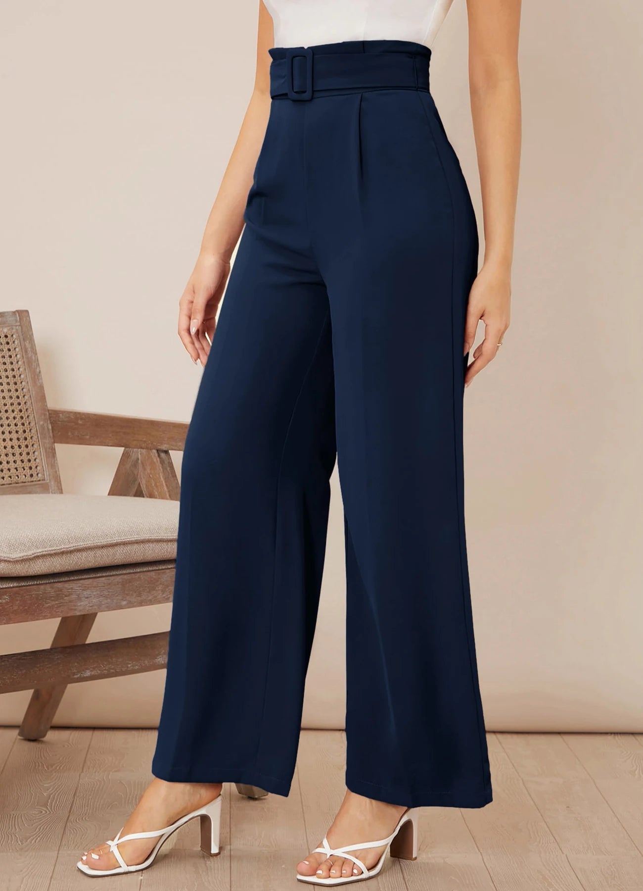 Pantalon Tailleur Femme Large Ceinture | MDN Store
