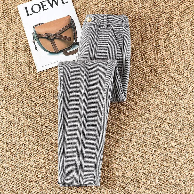 Pantalon Femme Laine Taille Haute Velours Hiver Chaud | MDN Store