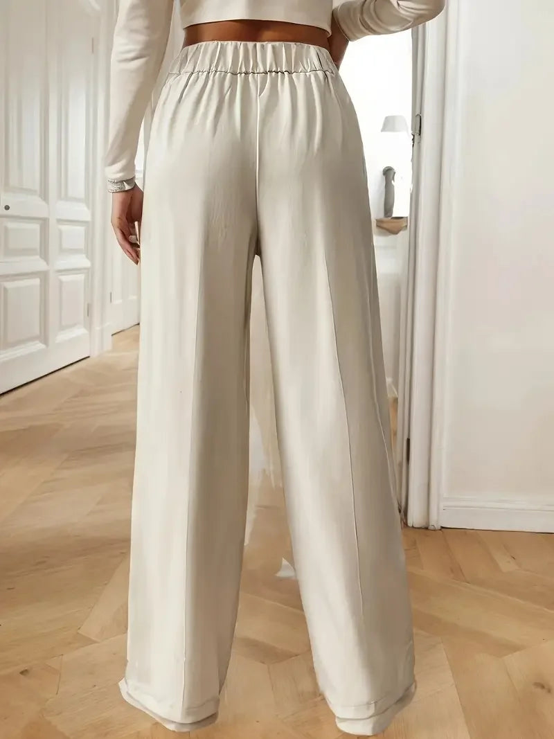 Pantalon Large Femme Fluide Minimaliste Kaki | MDN Store
