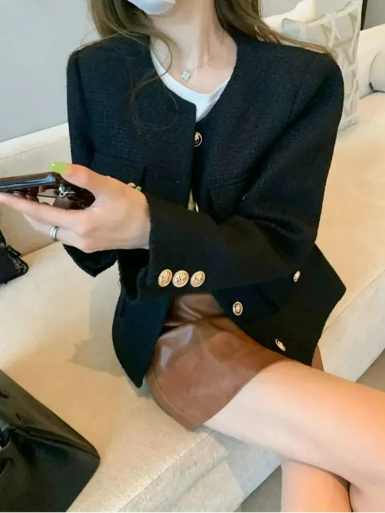 Veste Tweed Courte Boutons Dorés | MDN