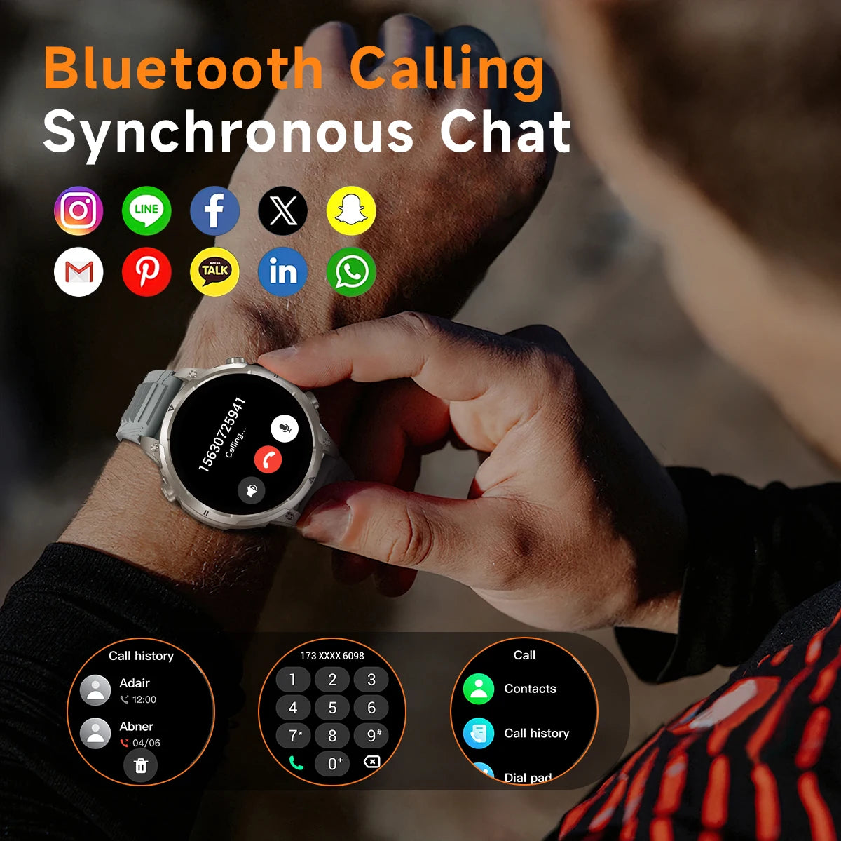 Montre GPS Militaire 1.7" 720mAh Lampe LED IP68 | MDN