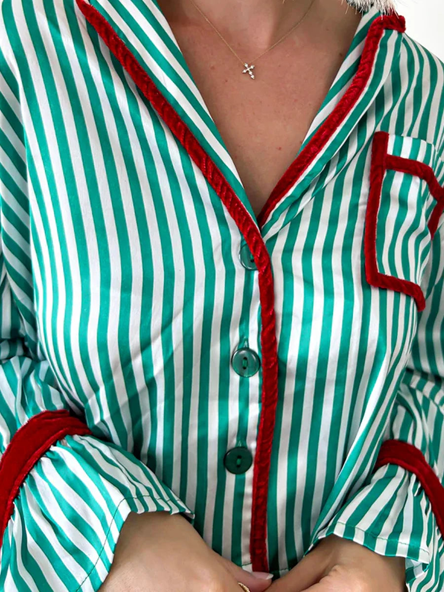 Pyjama Satin Rayé Nœud 2 Pièces | MDN Store