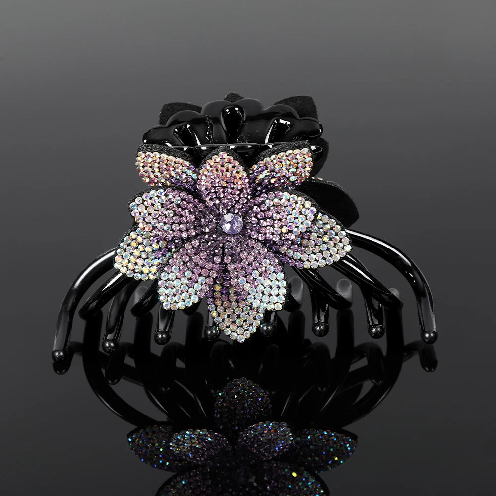 Pince Cheveux Fleur Strass Luxe Coréenne - Barrette Crabe Élégante | MDN Store