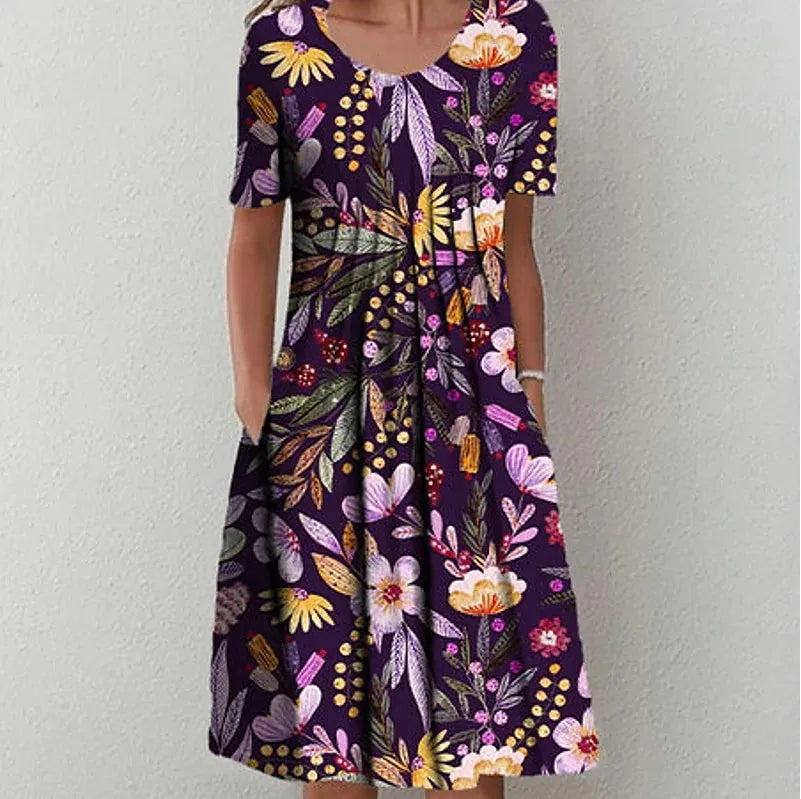 Robe Longue Femme Bohème Fleurie Volants Poches Été | MDN Store