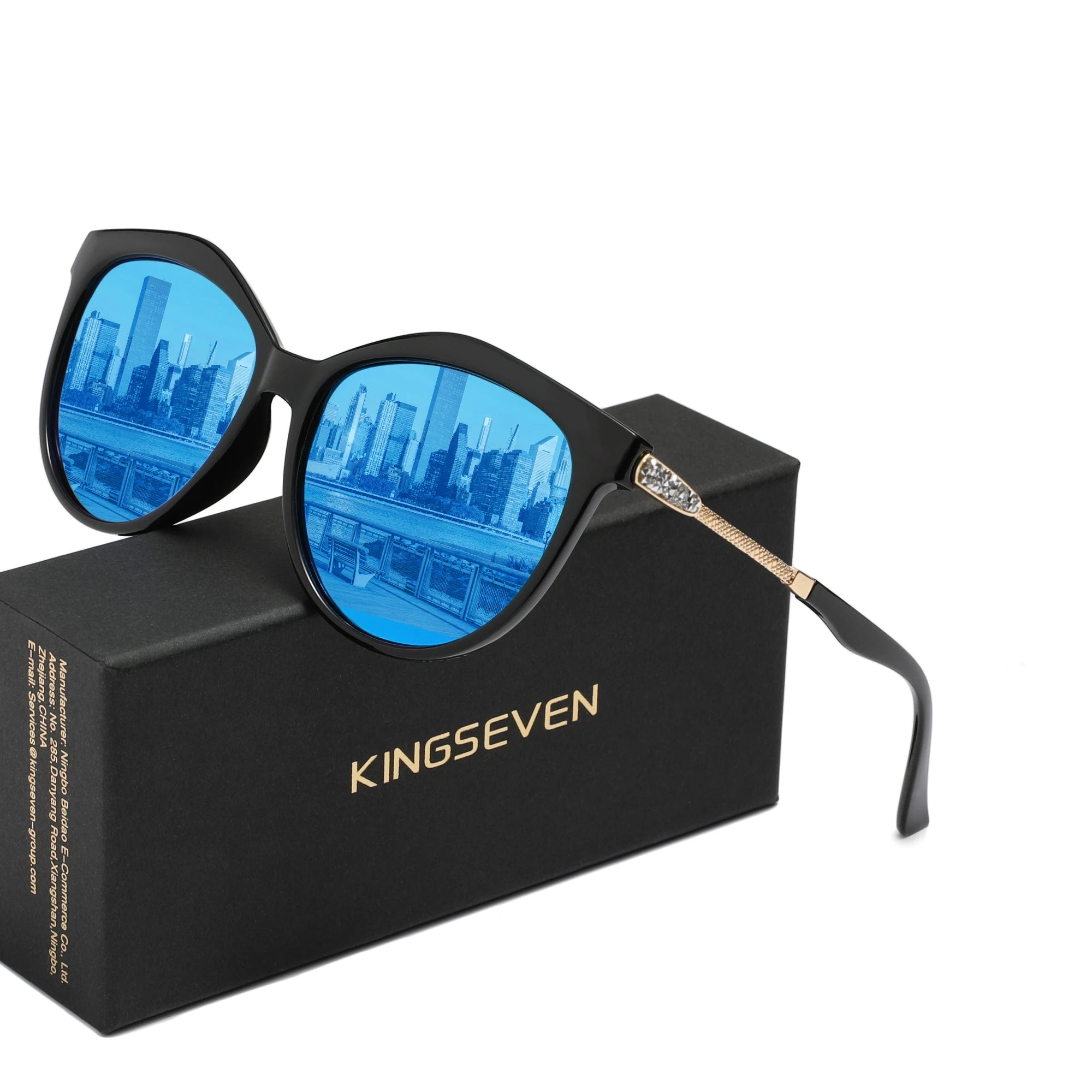 KINGSEVEN Lunettes de Soleil Oeil de Chat Femme Polarisées UV400 Grand Cadre | MDN Store 25
