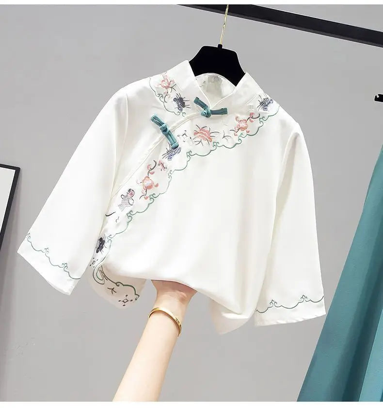 Ensemble Hanfu Chinois Brodé Papillon 2 Pièces | MDN Store