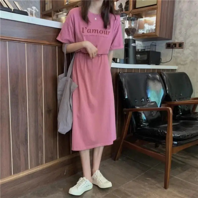 Robe T-Chemise Mi-Longue Ample Manches Courtes Été | MDN Store