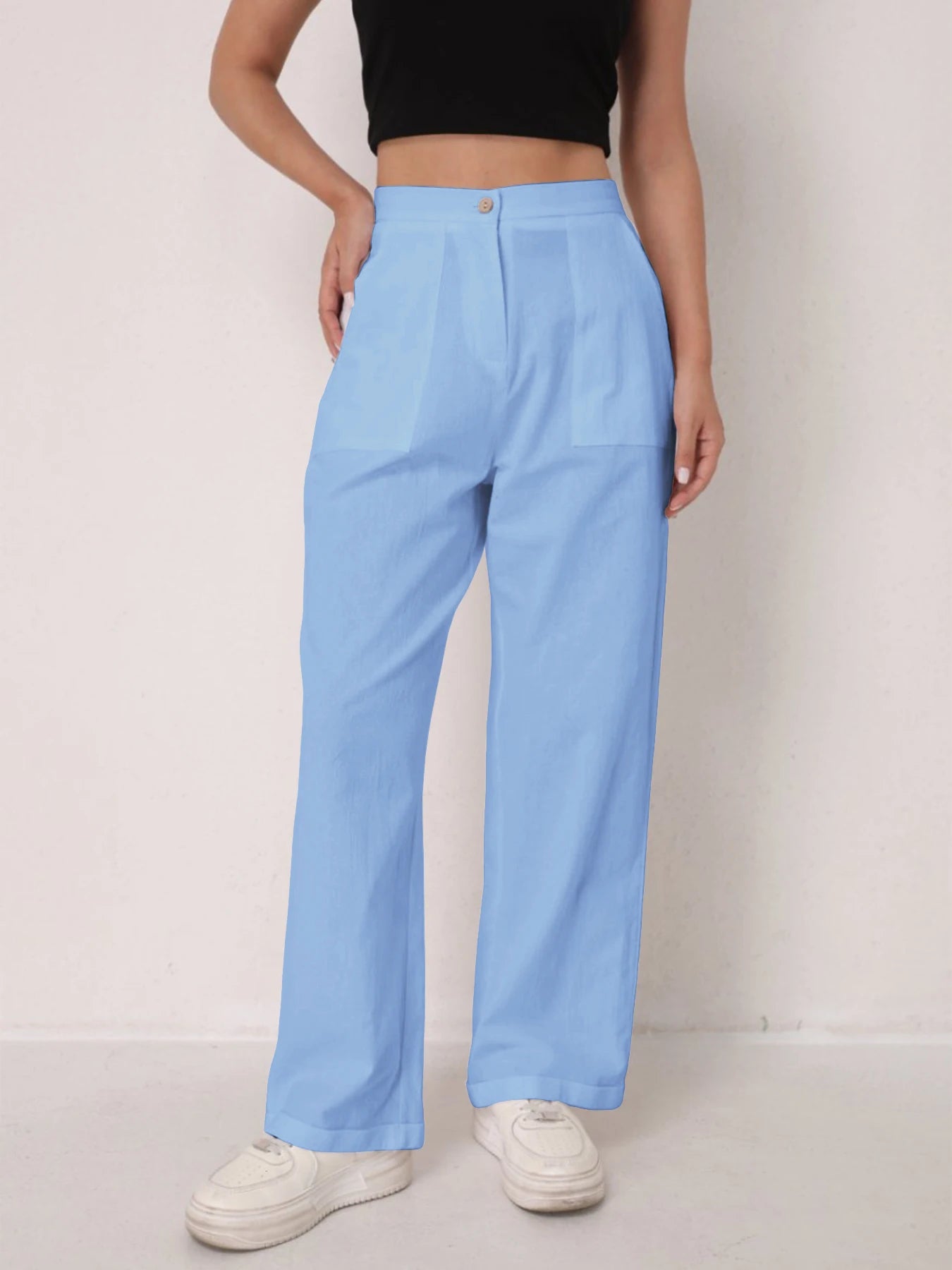 Pantalon Lin Taille Haute Décontracté Femme | MDN Store