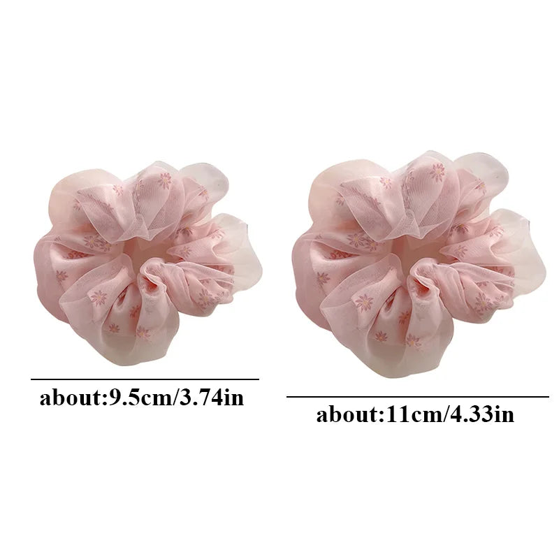 Chouchou Double Couche Organza Soie Fleur Douce - Élastique Cheveux Fille | MDN Store