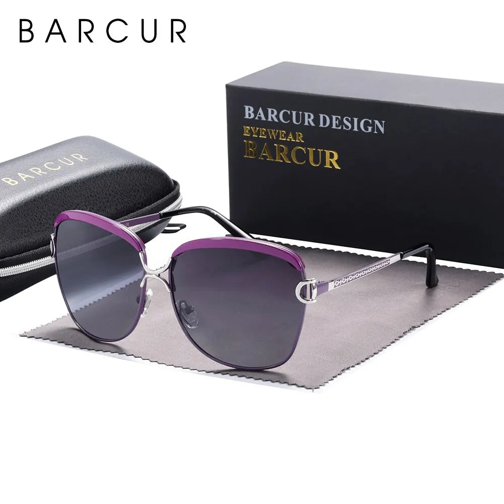 BARCUR Lunettes de Soleil Polarisées Femme Ovale Verres Dégradés UV400 Luxe | MDN Store 25