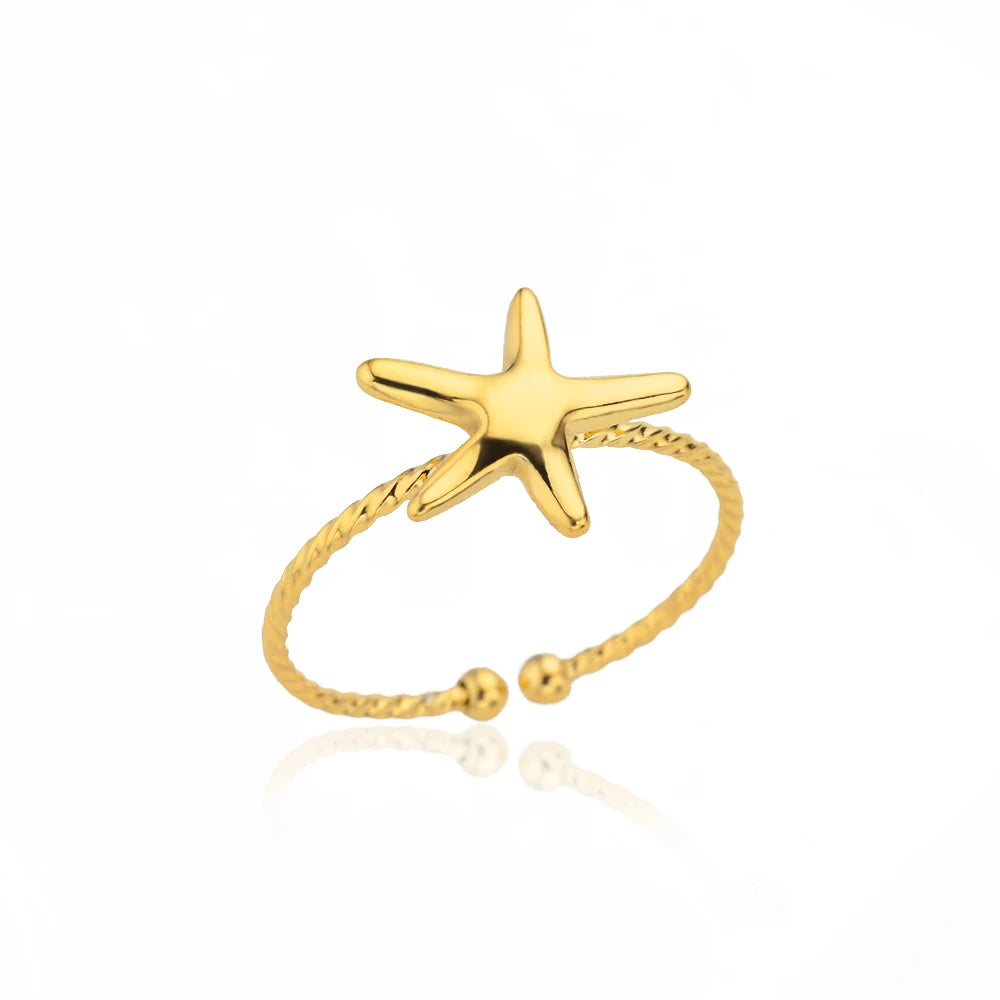 Bague Géométrique Acier Doré Ajustable | MDN Store