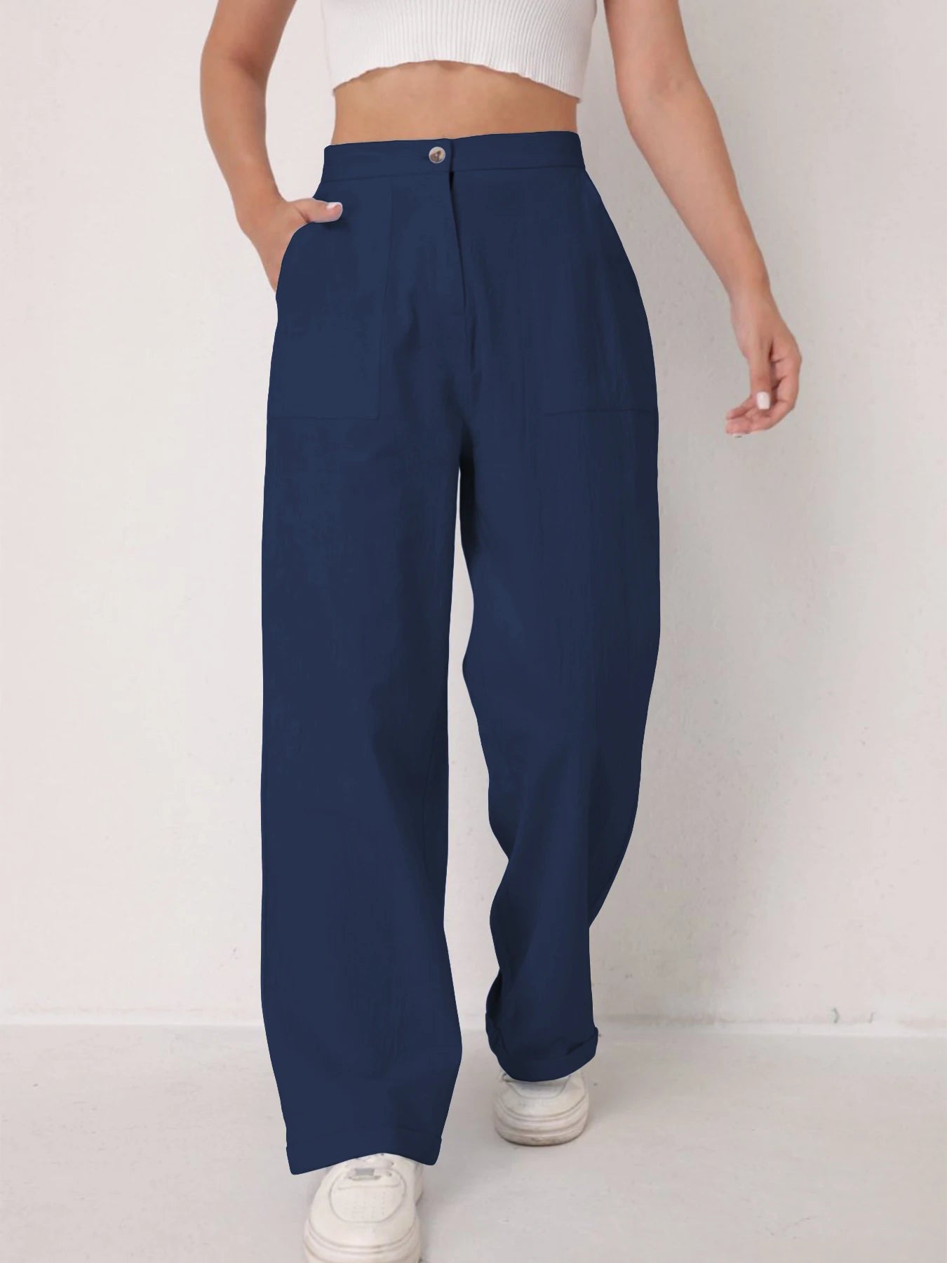 Pantalon Lin Taille Haute Décontracté Femme | MDN Store