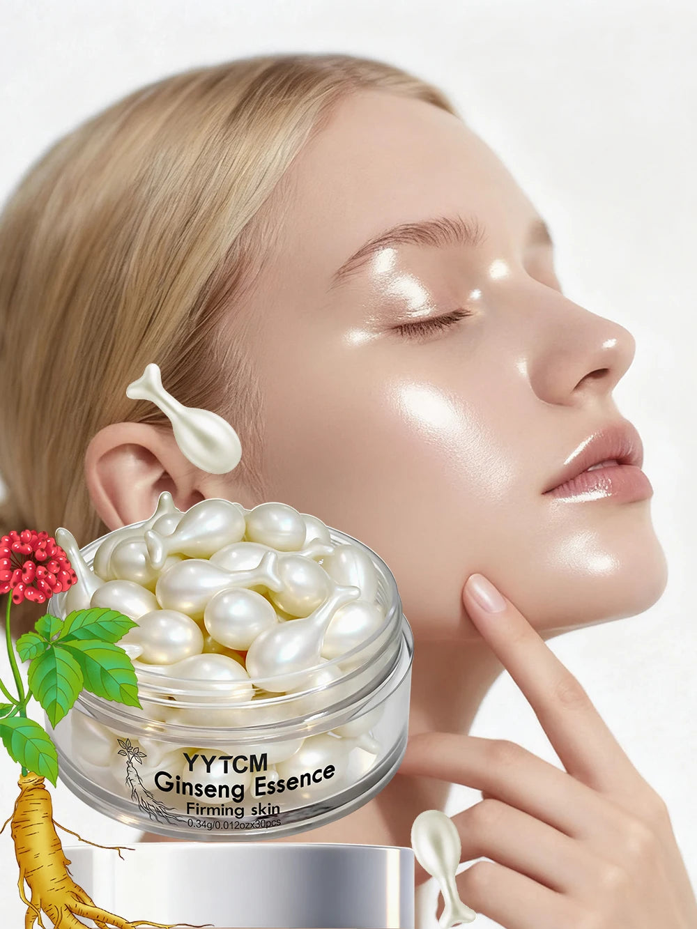 Capsules Ginseng Hydratantes Squalane Niacinamide Vitamine E Rétinol | MDN Store 25