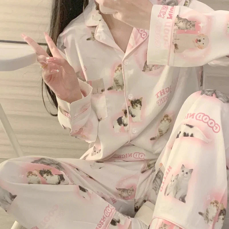 Pyjama Soie Glacée Chat Été | MDN Store