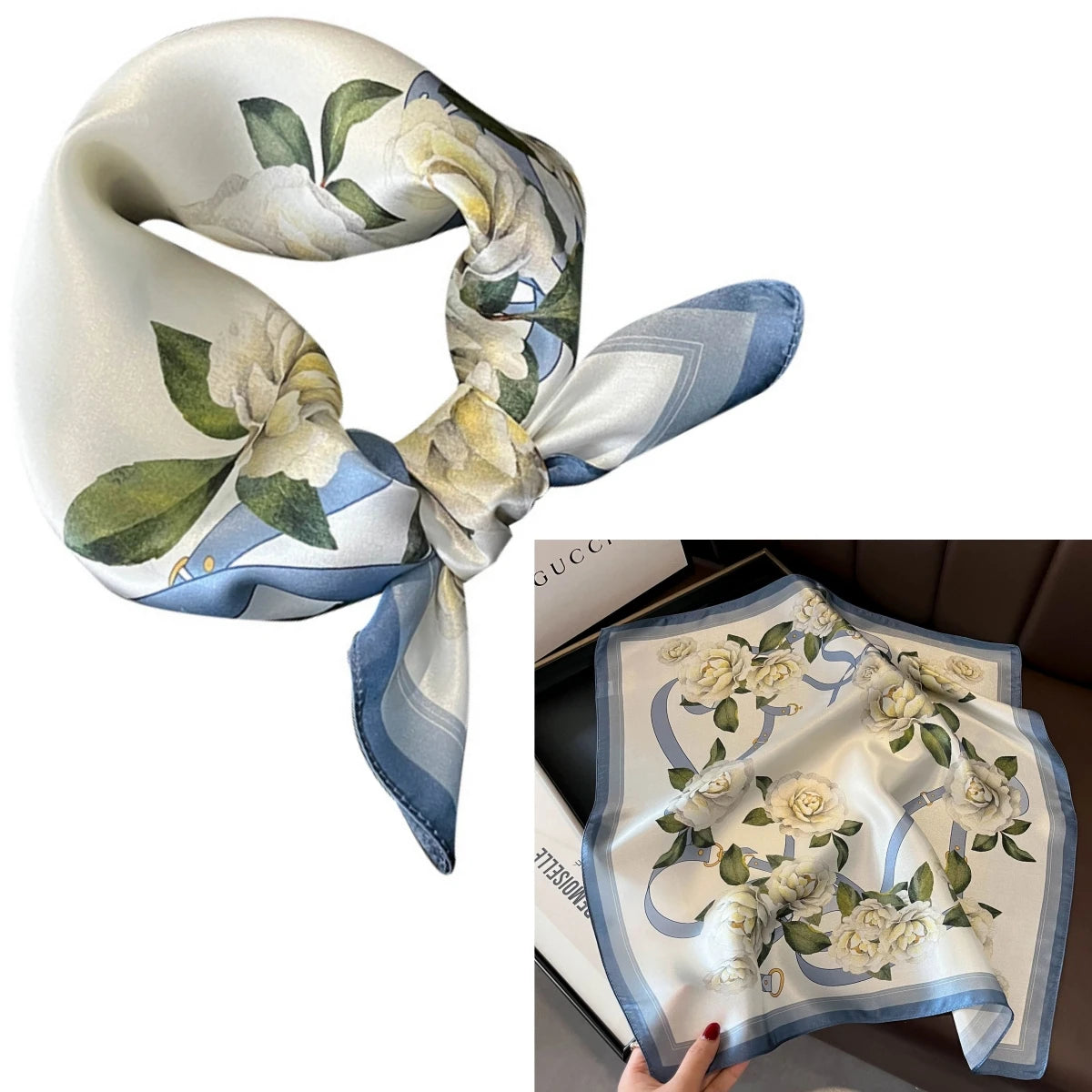Foulard Carré Soie Mûrier 100% Floral 53cm Femme | MDN Store