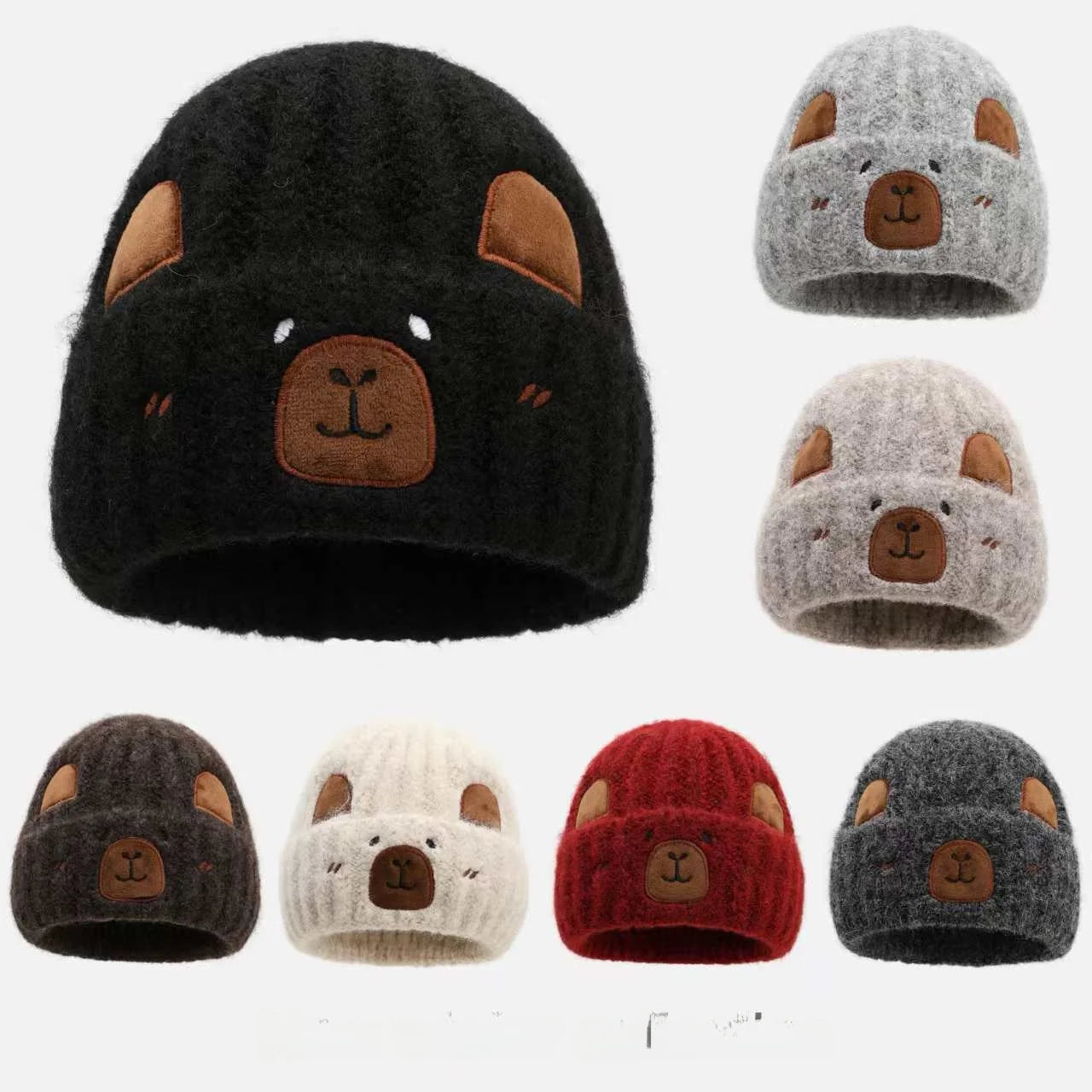 Bonnet Femme Hiver Capybara Cartoon Tricot Protection Oreilles Grande Taille | MDN