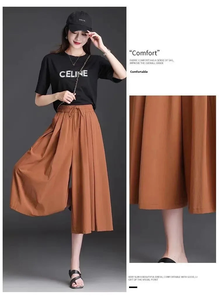Jupe-Culotte Large Soie Glacée Femme | MDN Store