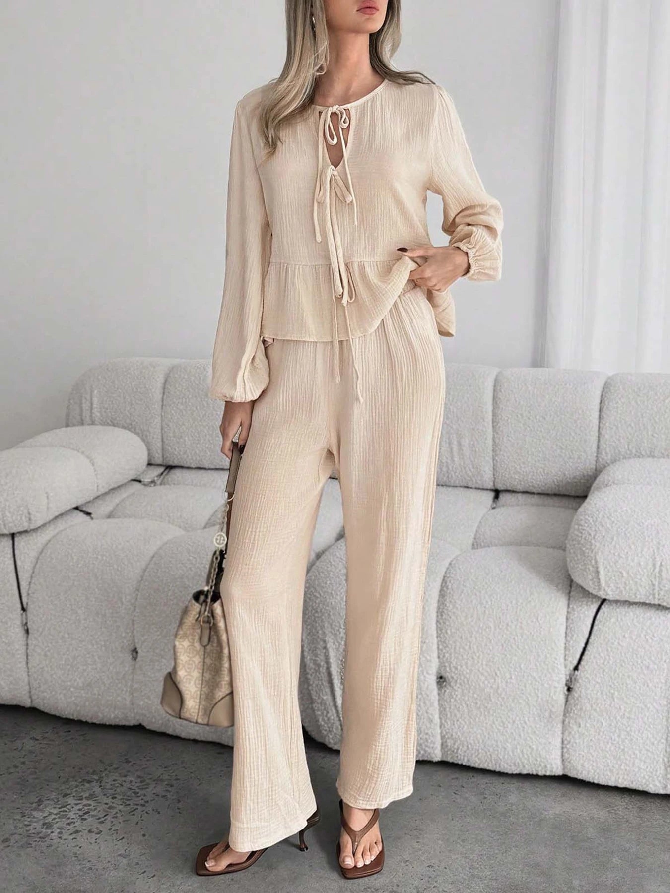 Ensemble Femme Top Nœud Bretelle Pantalon Uni | MDN Store