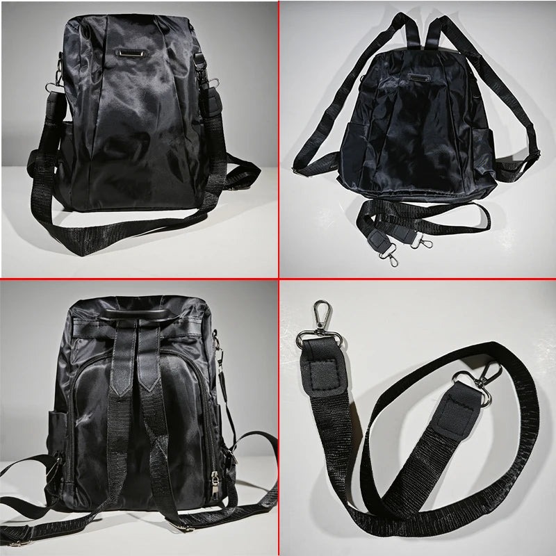 Sac à Dos Femme Nylon Casual Couleur Unie Bandoulière Détachable - MDN