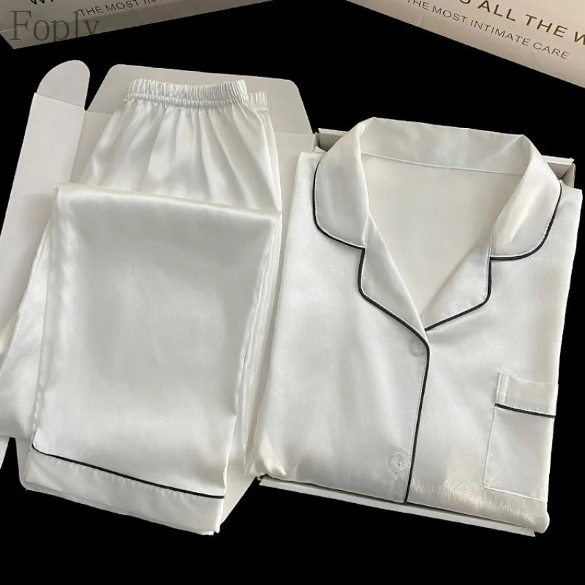 Pyjama Satin Soie Uni 2 Pièces | MDN Store