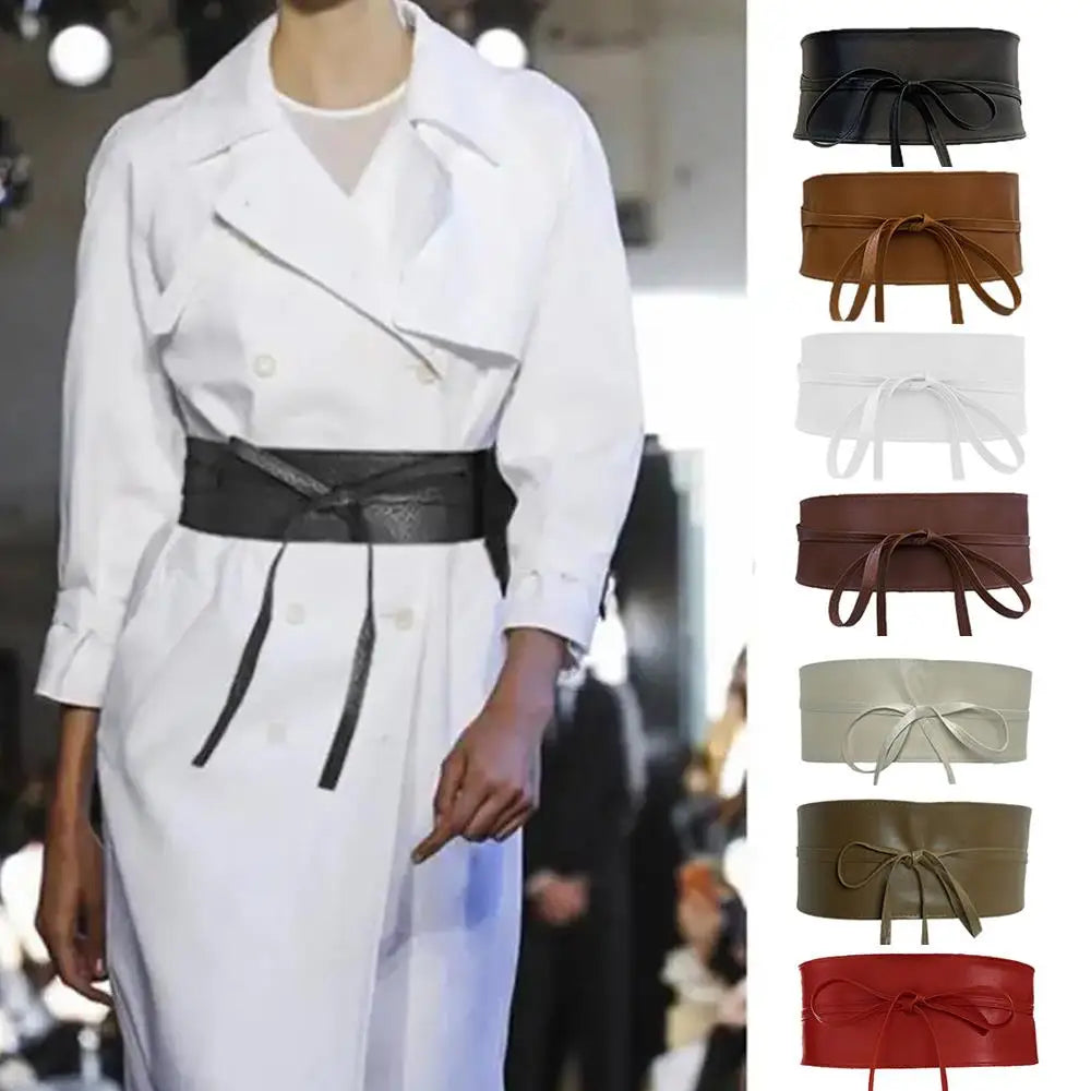 New Women Bow Lace Belt Corset Wide Belts Black White Female Self Tie Obi Cinch Waistband Wedding Dress Waist Band