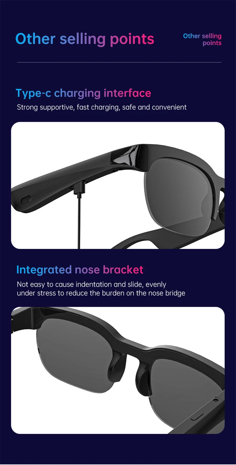 Lunettes Intelligentes Bluetooth 5.3 Traduction IA Temps Reel Musique | MDN Store 25