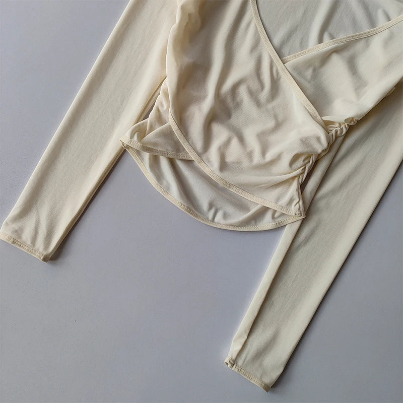 T-Chemise Sport Femme Col V Manches Longues - Top Yoga Fitness | MDN Store