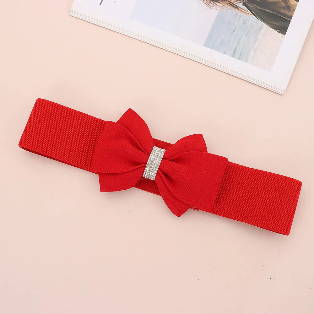 Ceinture Large Élastique Nœud Strass Femme Grande Taille - Ceinture Stretch Ajustable | MDN