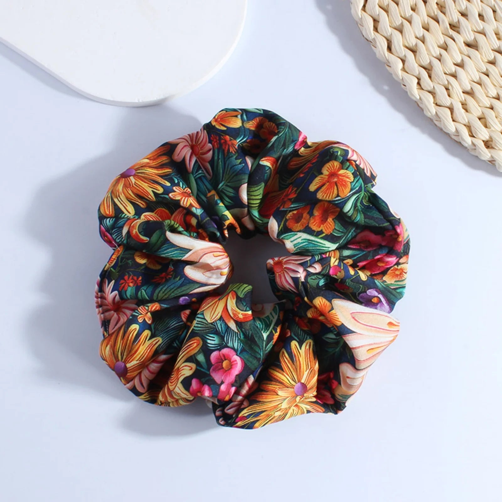 Chouchou Bohème Imprimé Floral Satin - Accessoire Cheveux Vintage | MDN Store