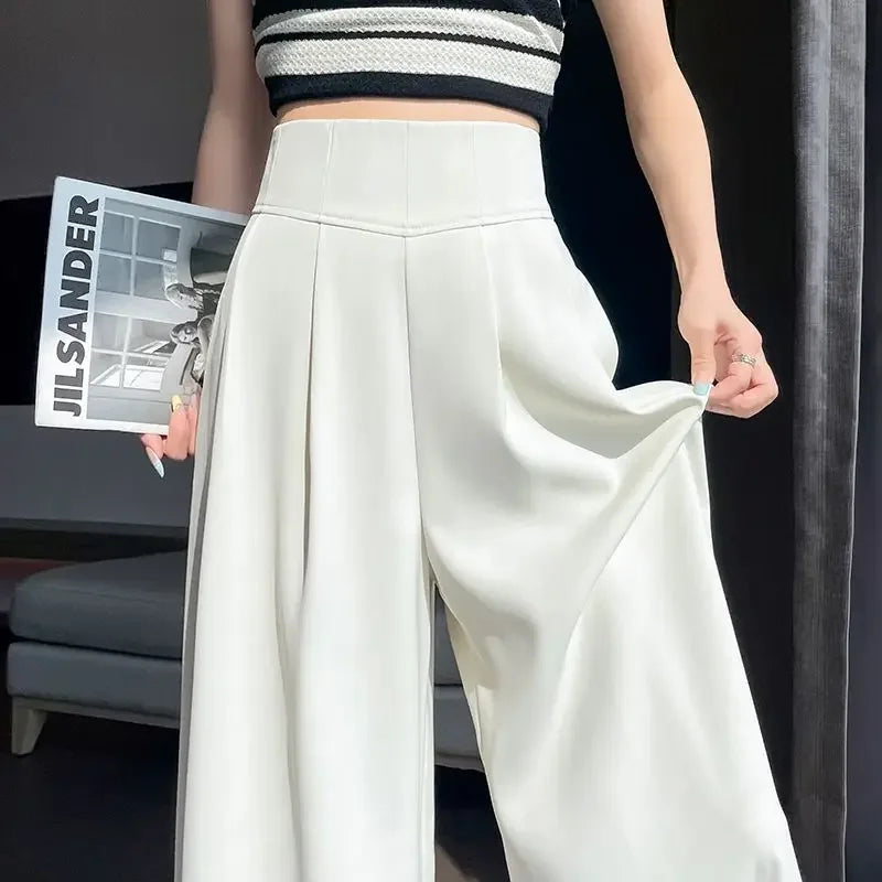 Pantalon Femme Taille Haute Large Gris | MDN Store