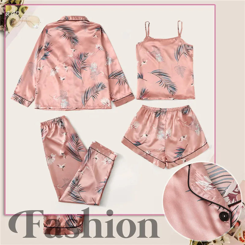 Pyjama 4 Pièces Satin Nuisette | MDN Store