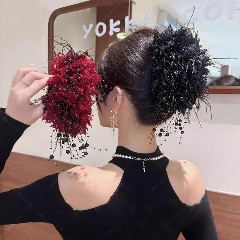 Chouchou Fleur Perle Plume Vintage | MDN Store