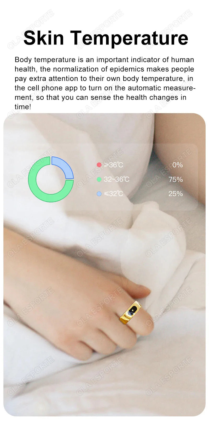 Bague Connectée Smart Ring Santé Température Étanche 5ATM | MDN Store