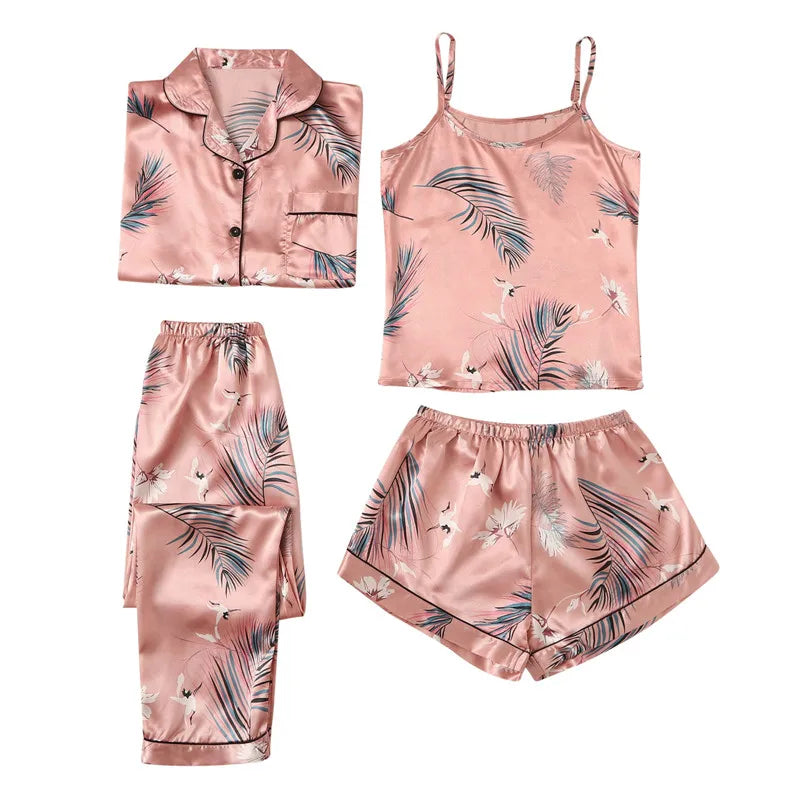 Pyjama 4 Pièces Satin Nuisette | MDN Store