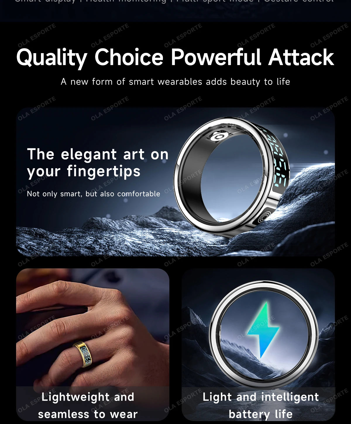 Bague Connectée Écran Tactile Charge Sans Fil Étanche 5ATM | MDN Store
