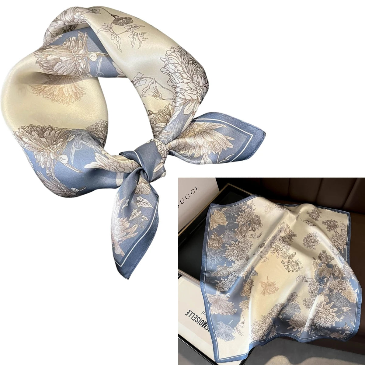 Foulard Carré Soie Mûrier 100% Floral 53cm Femme | MDN Store