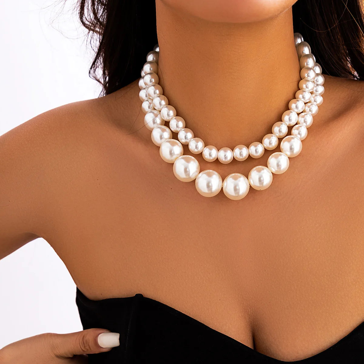Collier Ras-de-Cou Perles Blanches Multicouche | MDN Store