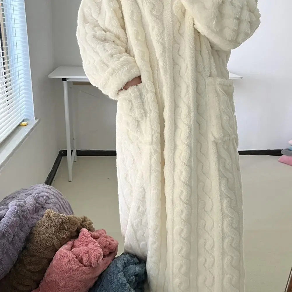 Chemise de Nuit Femme Flanelle Poches Manches Longues | MDN