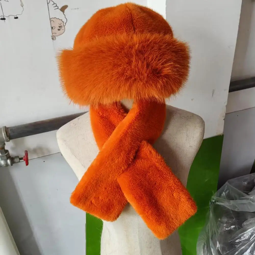 Bonnet Chapka Mongol Femme Fourrure Peluche - Écharpe Croisée Intégrée Coupe-Vent Protection Oreilles | MDN