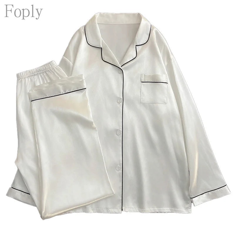 Pyjama Satin Soie Uni 2 Pièces | MDN Store