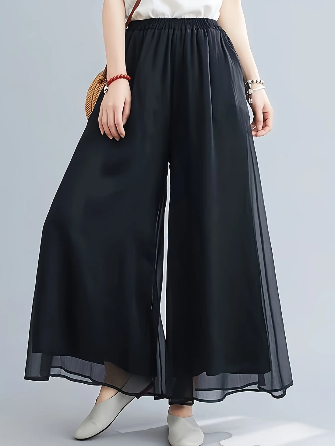 Pantalon Femme Double Couche Mousseline Bleu | MDN Store