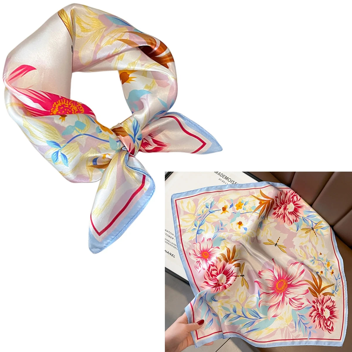 Foulard Carré Soie Mûrier 100% Floral 53cm Femme | MDN Store