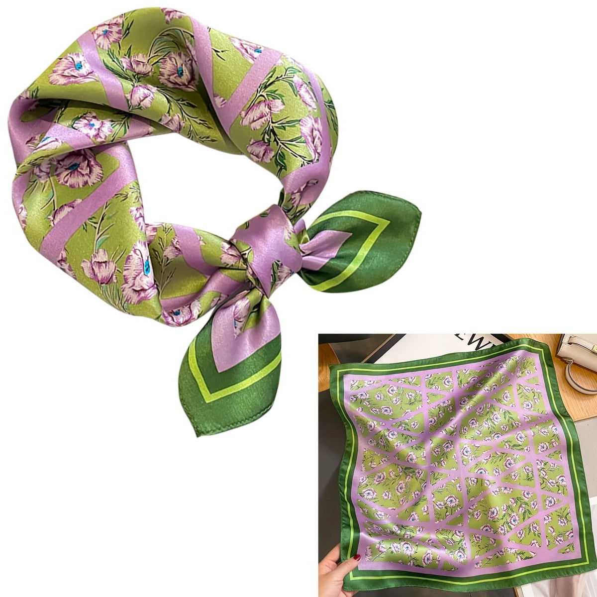 Foulard Carré Soie Mûrier 100% Floral 53cm Femme | MDN Store