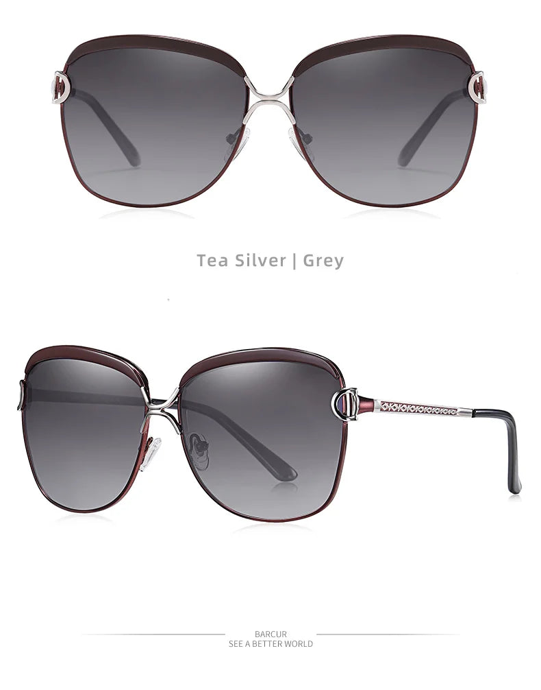 BARCUR Lunettes de Soleil Polarisées Femme Ovale Verres Dégradés UV400 Luxe | MDN Store 25
