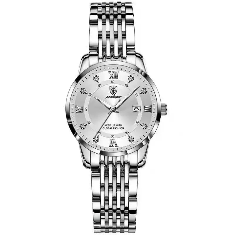Montre Quartz Femme Luxe Acier Inoxydable Chiffres Romains Lumineuse | MDN Store 25